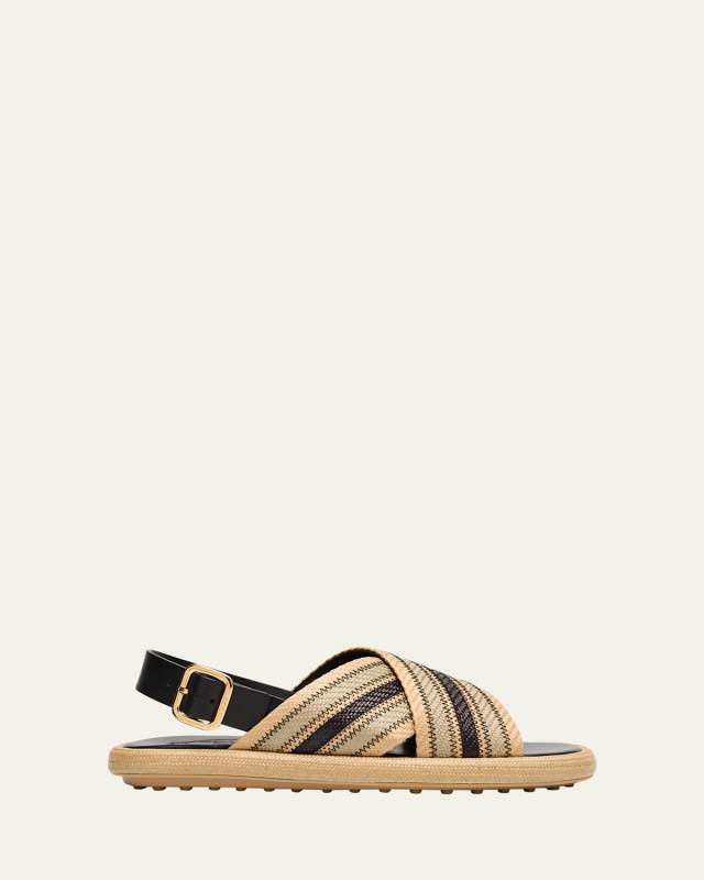 Palmera Striped Cross-Band Slide Sandals